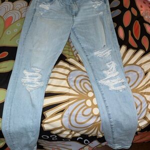 American Eagle Outfitters Light Blue Distressed stretch jeggings mid rise